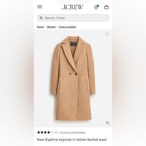 J. Crew Daphne topcoat in Boiled Italian Wool